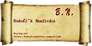 Bebők Nadinka névjegykártya
